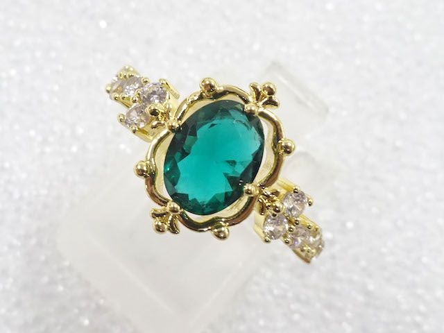 JAPANESE KIMONO / ANTIQUE COLORED STONE RING (SIZE 14)